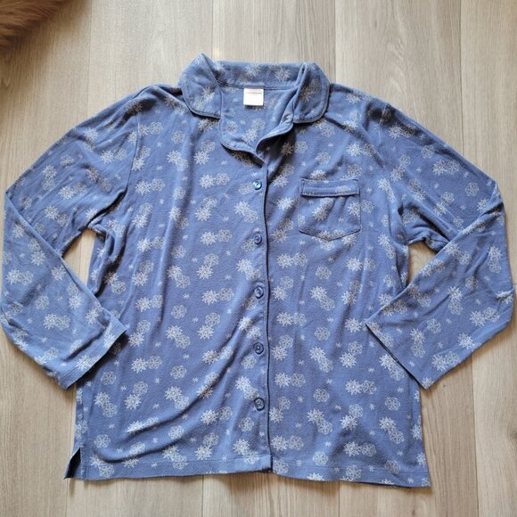 Croft & Barrow Womens M Blue Snowflake Print Pajama Set - Picture 2 of 7